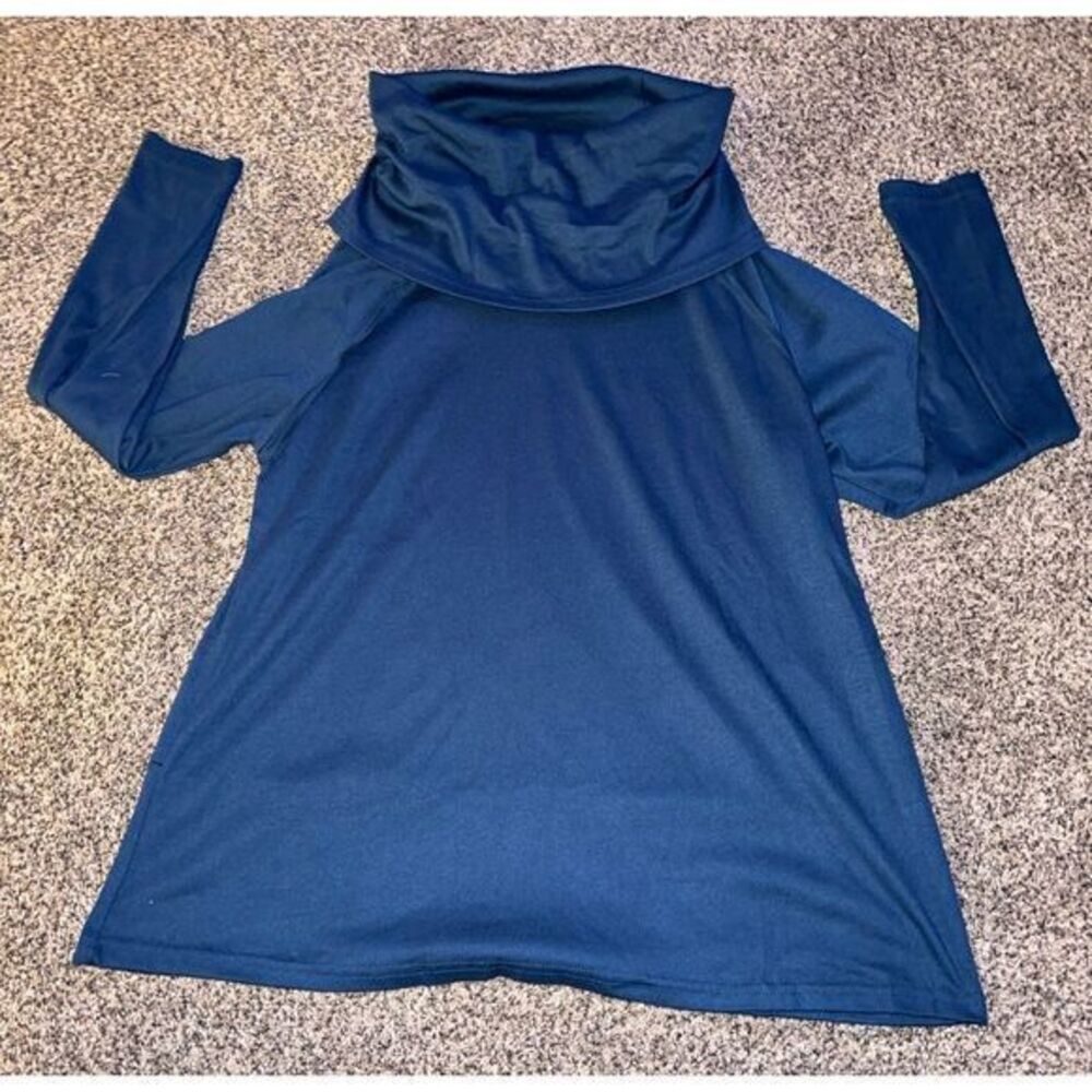 NWT iGenjun women's Blue‎ cowl Neck Long sleeve tunic size medium